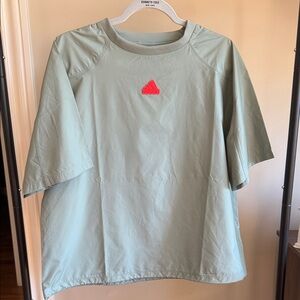 Adidas Performance Mint Green Tee with Orange Logo